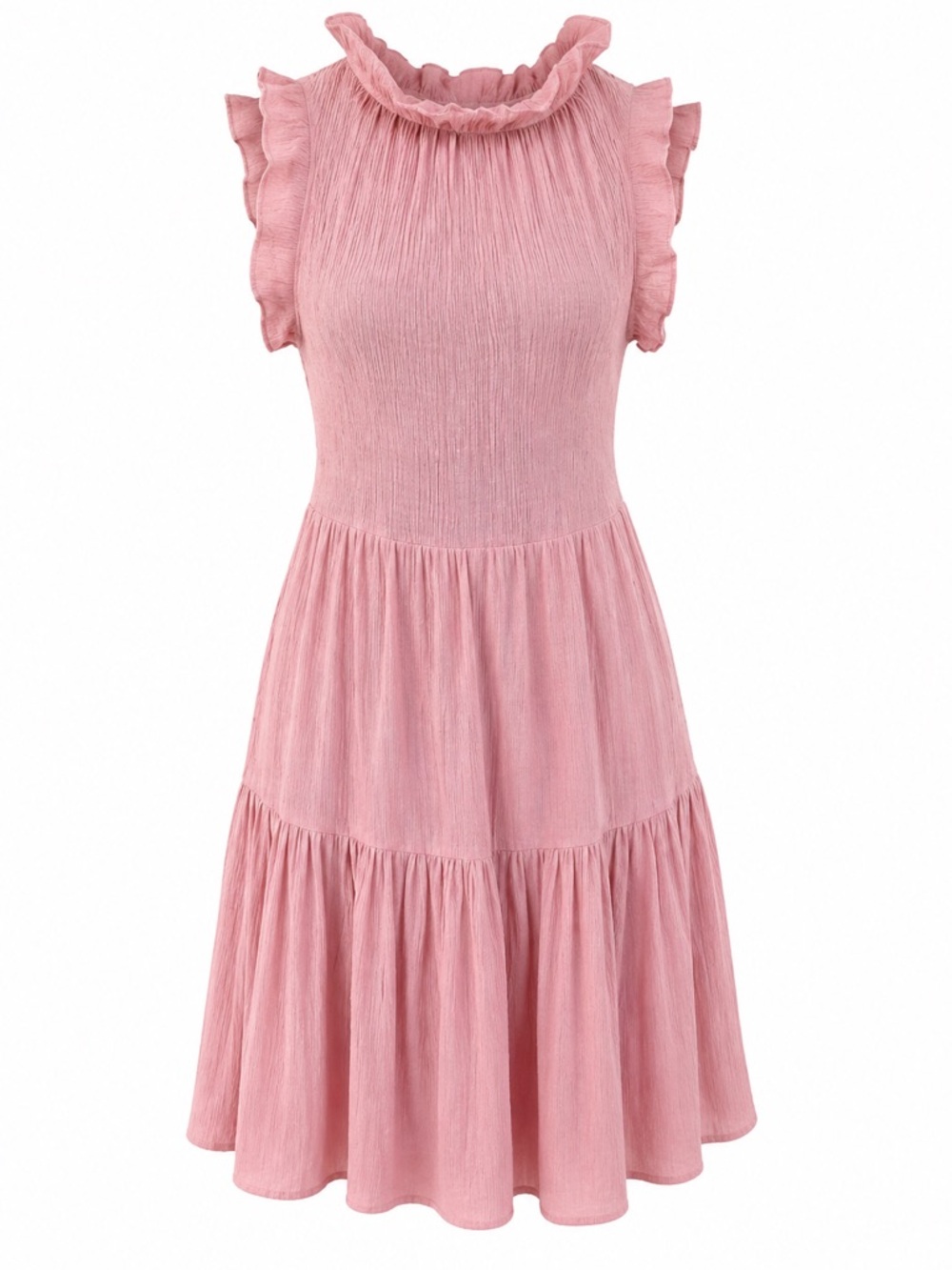 Sweet Wanderer Pink Smocked Mini Dress Size Small Ruffle Sleeve Tiered Dress